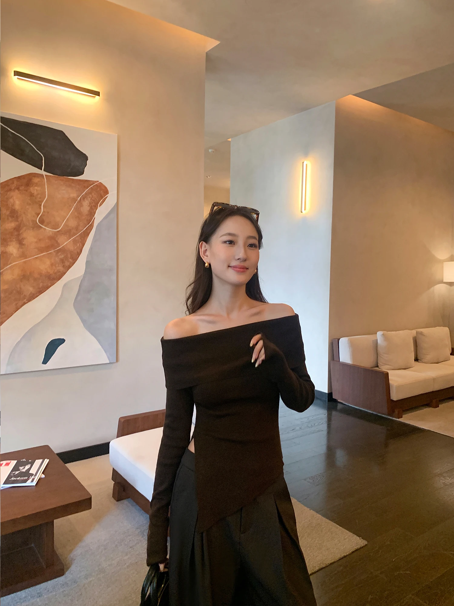 

Bla-oulder Long Sve Knitted Top Women's Pusumede Lizi Diary Casual Faion Nylon Polyester Wool Blend Regular Length