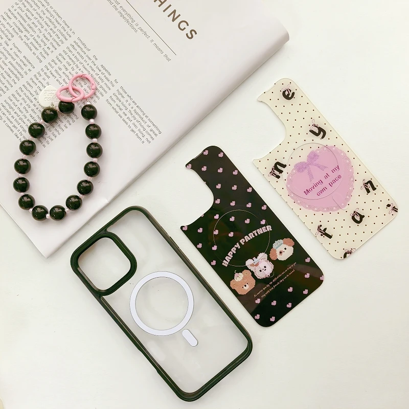 

Чехол для iPhone 16 Pro 15 Pro Max, 1 шт., чехол + 2 шт. задняя панель + 1 шт., браслет для женщин, съемный магнитный Magsafe ​ Женский чехол