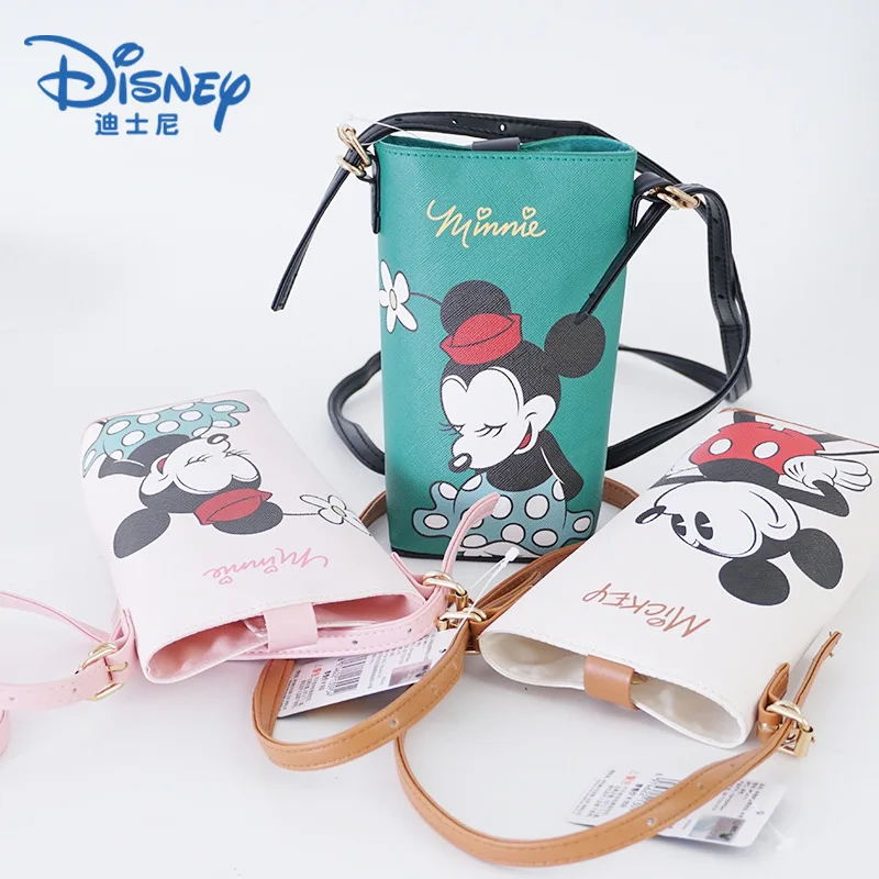 

MINISO Mickey Minnie Student Mobile Phone Bag Crossbody Bag Mini Bucket Small Bag Stylish Girls Lightweight Single Shoulder Bag