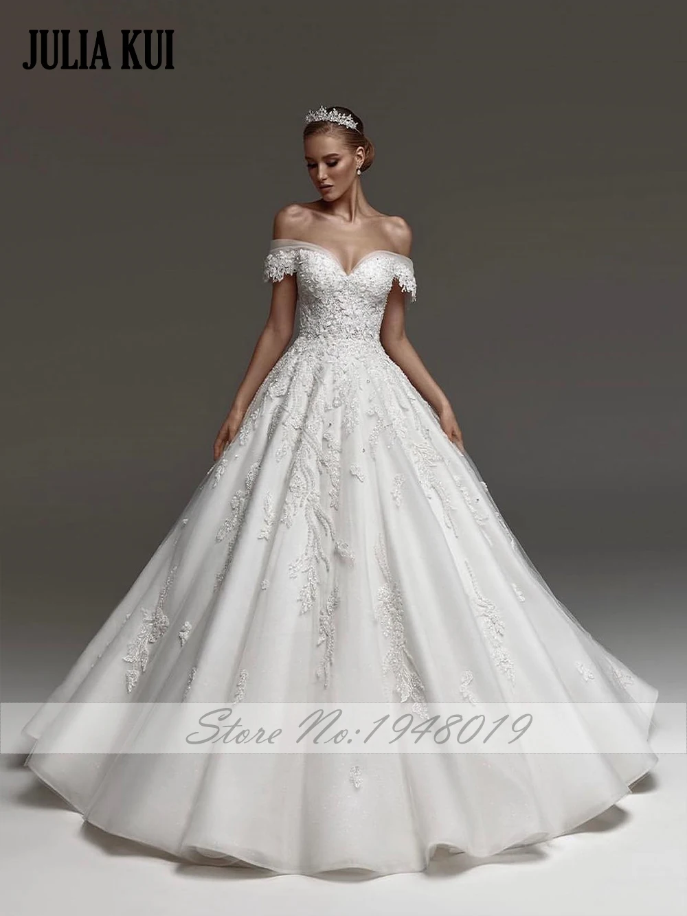 Julia kui feito sob encomenda do vintage fora do ombro mangas vestido de baile vestido de casamento com miçangas bordado renda tribunal trem vestido de noiva