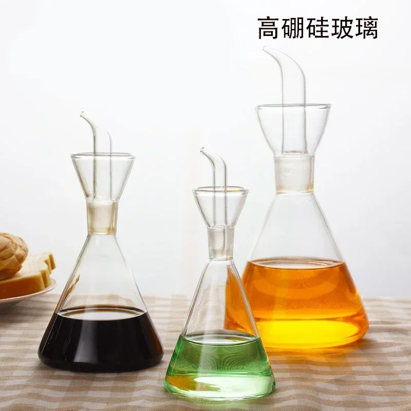 High Borosilicate Glass Anti-drip Oil Bottle Household Leak-proof Oil & Vinegar Pots Kitchen Soy Sauce Seasoning Oil Pot Tool