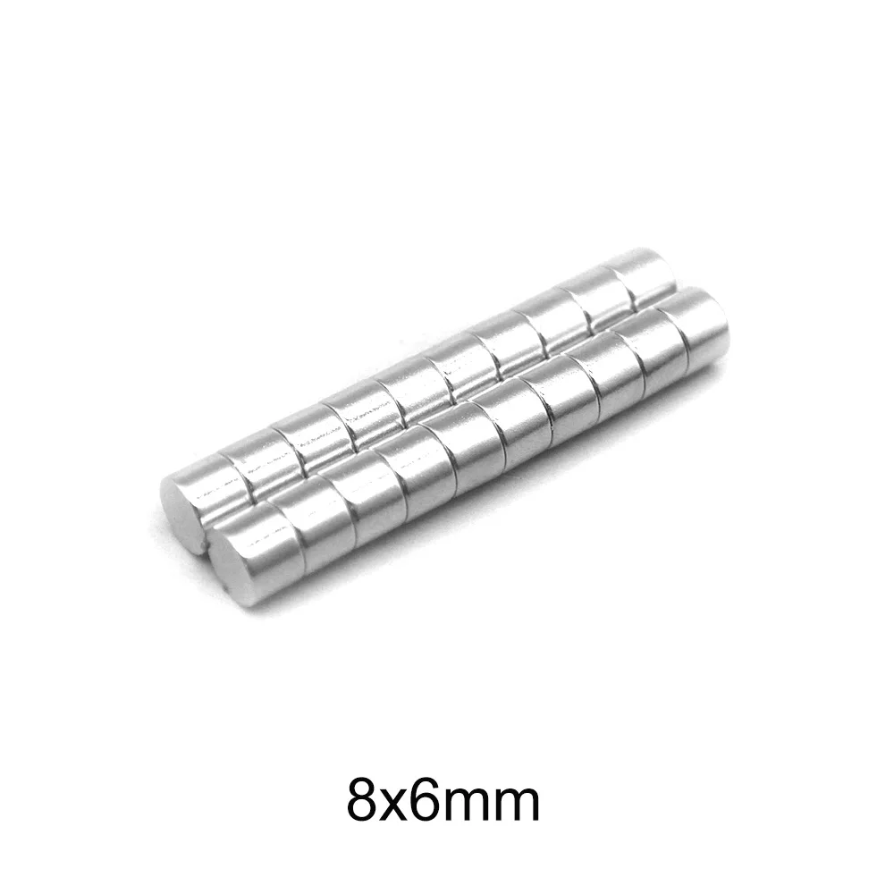 10~200PCS 8x6 mm Powerful Magnetic Magnet 8mmx6mm Permanent Neodymium Magnet 8x6mm Small Round Rare Earth Magnet Strong 8*6 N35