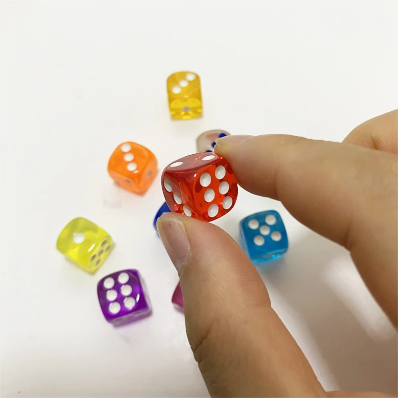 10 unids/lote 12mm acrílico transparente 6 caras D6 dados de punto con ángulo redondo para juegos de mesa Club/fiesta/familia