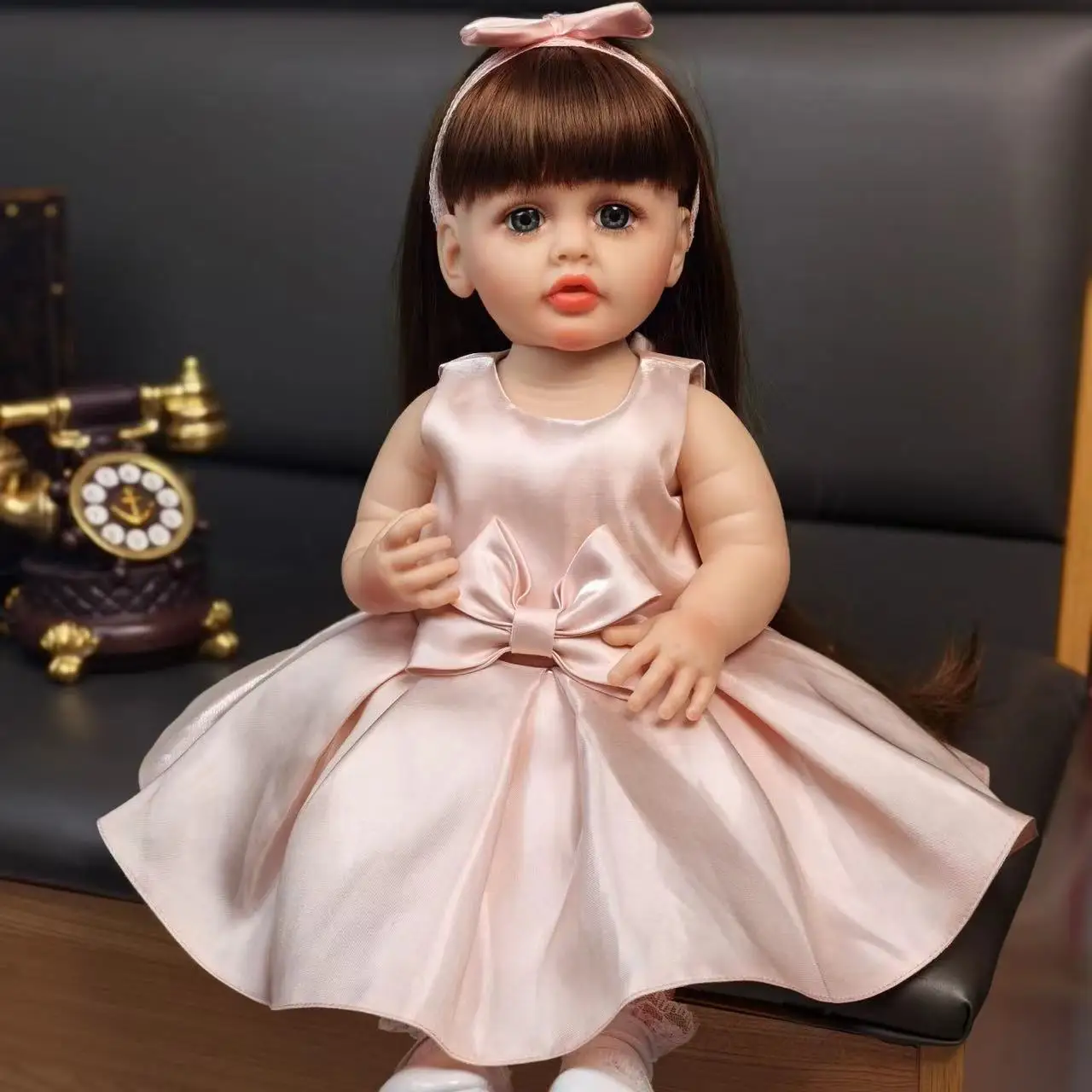 Elegant 55 cm Full Silicone Vinyl Reborn Baby Girl Doll Realistic Princess Newborn Baby Doll Christmas Birthday Gift Toy