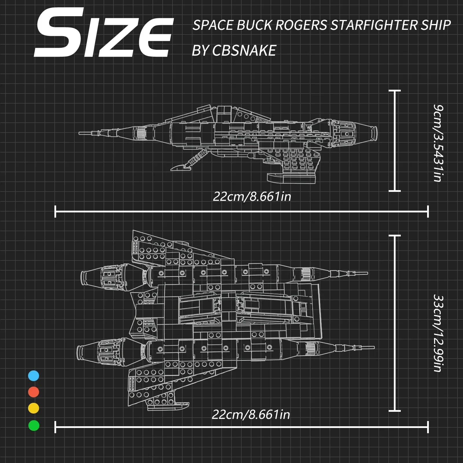 Klasyczne akcesoria Star Moive statek kosmiczny klocki MOC-48610 wojna Buck Rogers myśliwiec kosmiczny Model statku zabawka dla dzieci prezent