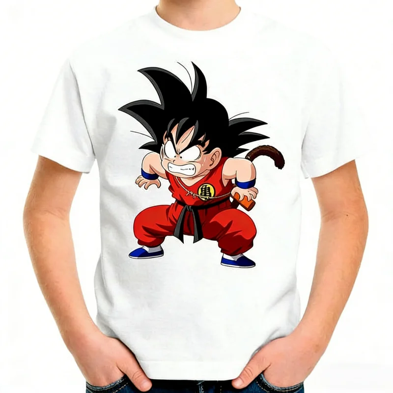 Dragon Ball Goku Cotton T-Shirt Men's Summer 2026 Casual Sports Fashion Short Sleeve Tee Y2k Top Vintage Hip-pop Unsiex White