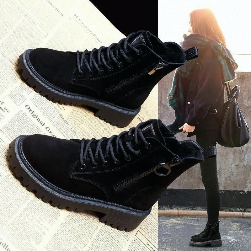 

Faionable Briti Sle Boots, женские ботинки Thi Bot на массивном каблуке, осень-зима, новая корейская версия, универсальные ботинки