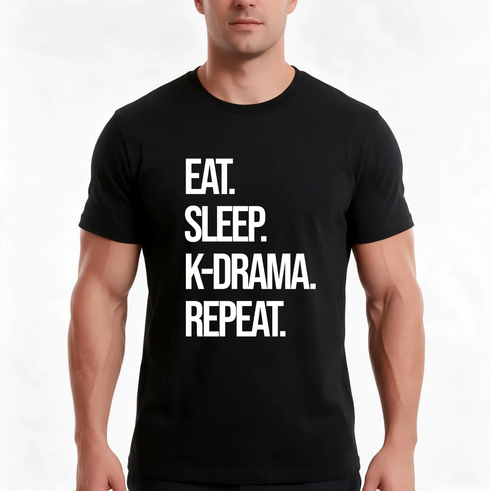 Eat Sleep K-Drama Repeat Tshirt Korean Fan KDrama Hallyu Tee T-Shirt Summer Casual Cotton Tee, Unisex Men Women