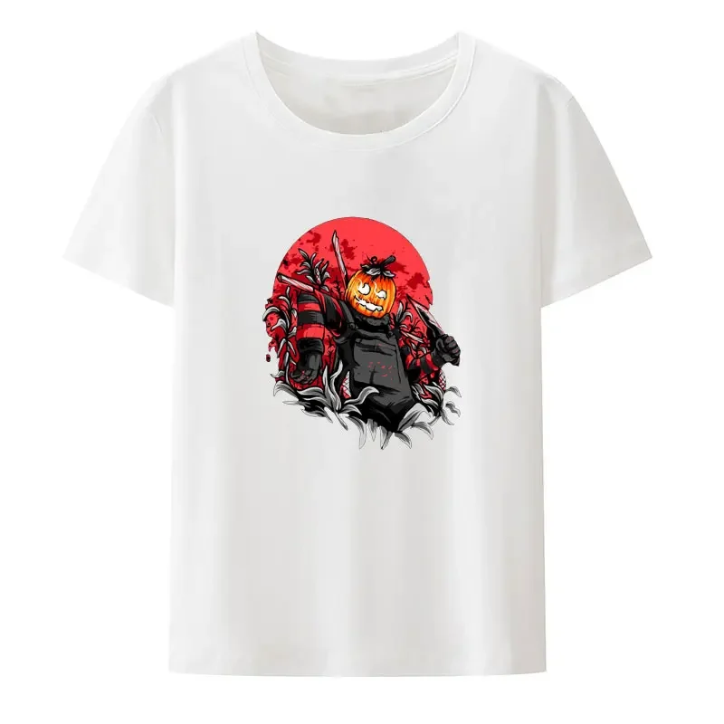 Classic Halloween Pumpkin Monster Scarcrow Cotton T Shirt Harajuku Casual Print Tops Men Women Short-sleev Fashion Hipster Shirt