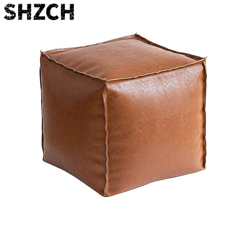 Premium Oil-Wax Leather Storage Bench Sofa Stool Space-Saving Home Organizer