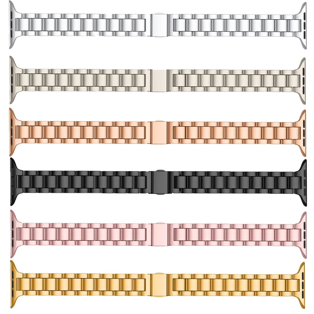 Stainless Steel Thin Strap for Apple Watch Band Series10 9 8 7 6 5 4 3 SE Ultra Bracelet for 45mm/41mm 40mm/44mm 42mm/49mm Sizes