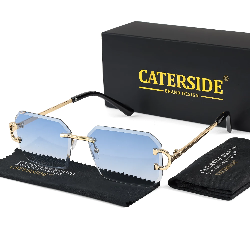 CATERSIDE-Óculos Poligonais Sem Fronteiras para Homens e Mulheres, Design de Marca de Moda, Lente Cortada, Óculos De Sol, Viagem Party Eyewear, Novo