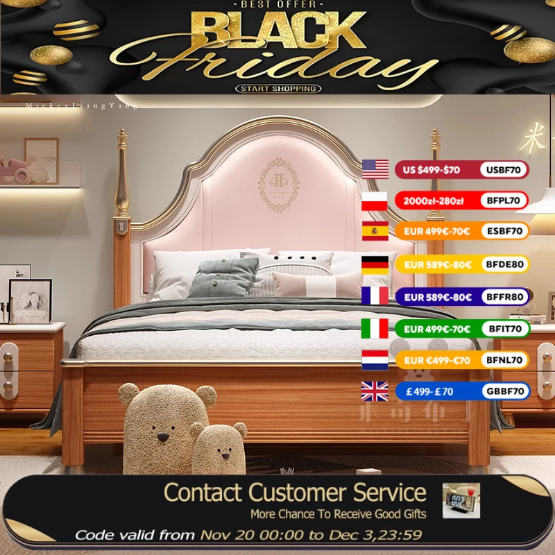 デザインプリンセス高級子供ベッドキッズモダンガールズクイーンロフト子供ベッドフレーム木製 Camas デ Dormitorio 寝室の家具