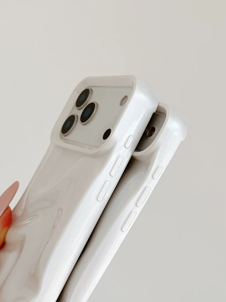 Stilvolle 3D-Wellen-Handyhülle mit glänzendem, pinkfarbenem Rückenteil für iPhone Air 11 12 13 14 15 17 18 Pro Max – Detail 21