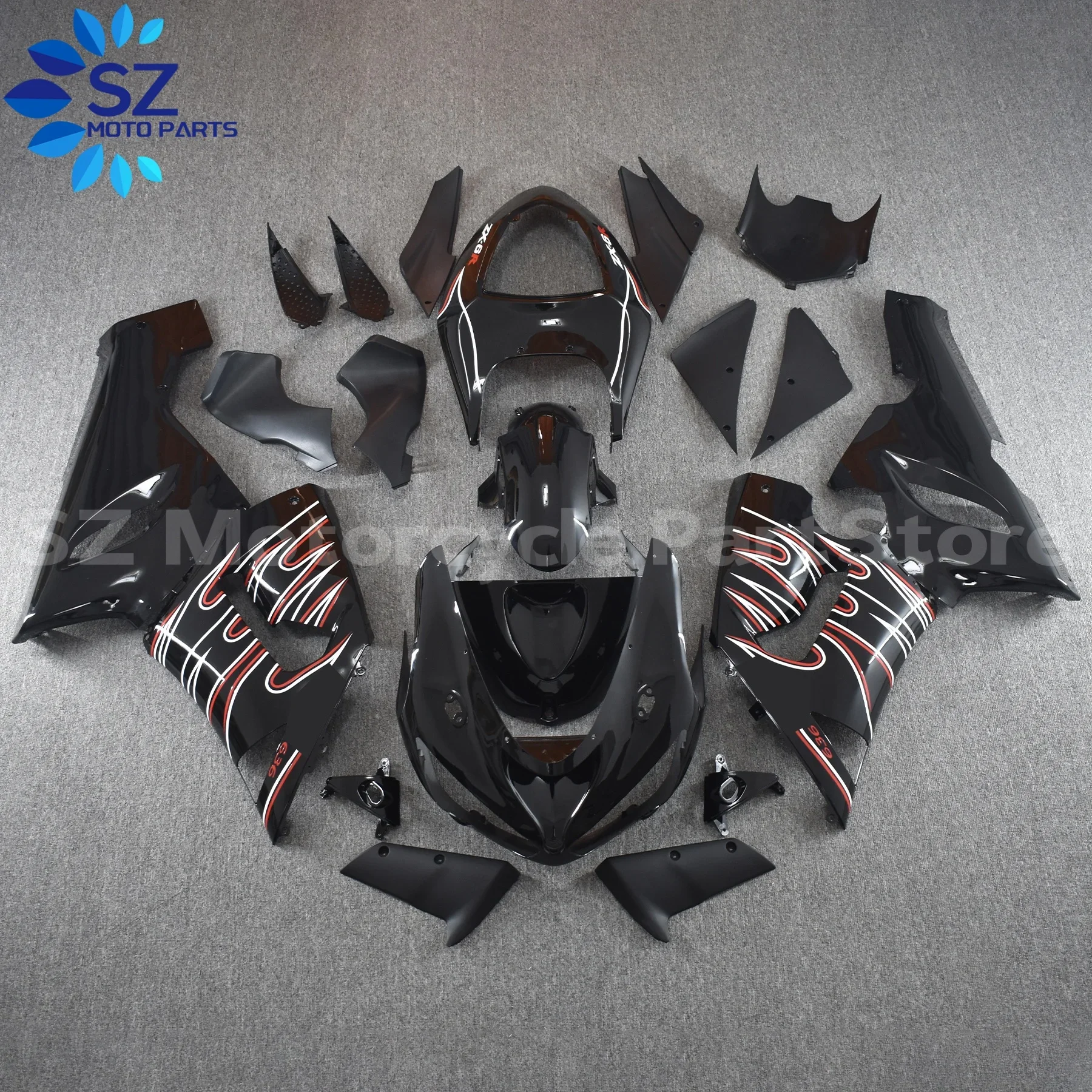 새로운 ABS 오토바이 풀 페어링 키트, 가와사키 ZX-6R ZX6R 636 2005 2006 05 06 맞춤형 페어링 키트 바디워크 쉘 세트