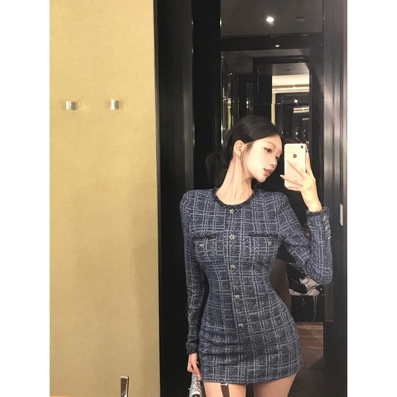 Spring Autumn Women's 2025 New Long Sleeve Slimming Fragrant Dress