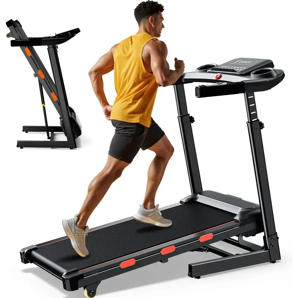 Compact 3.5HP Treadmill with 12%-15% Incline, Adjustable Handlebar, 350LBS Capacity, Portable Design