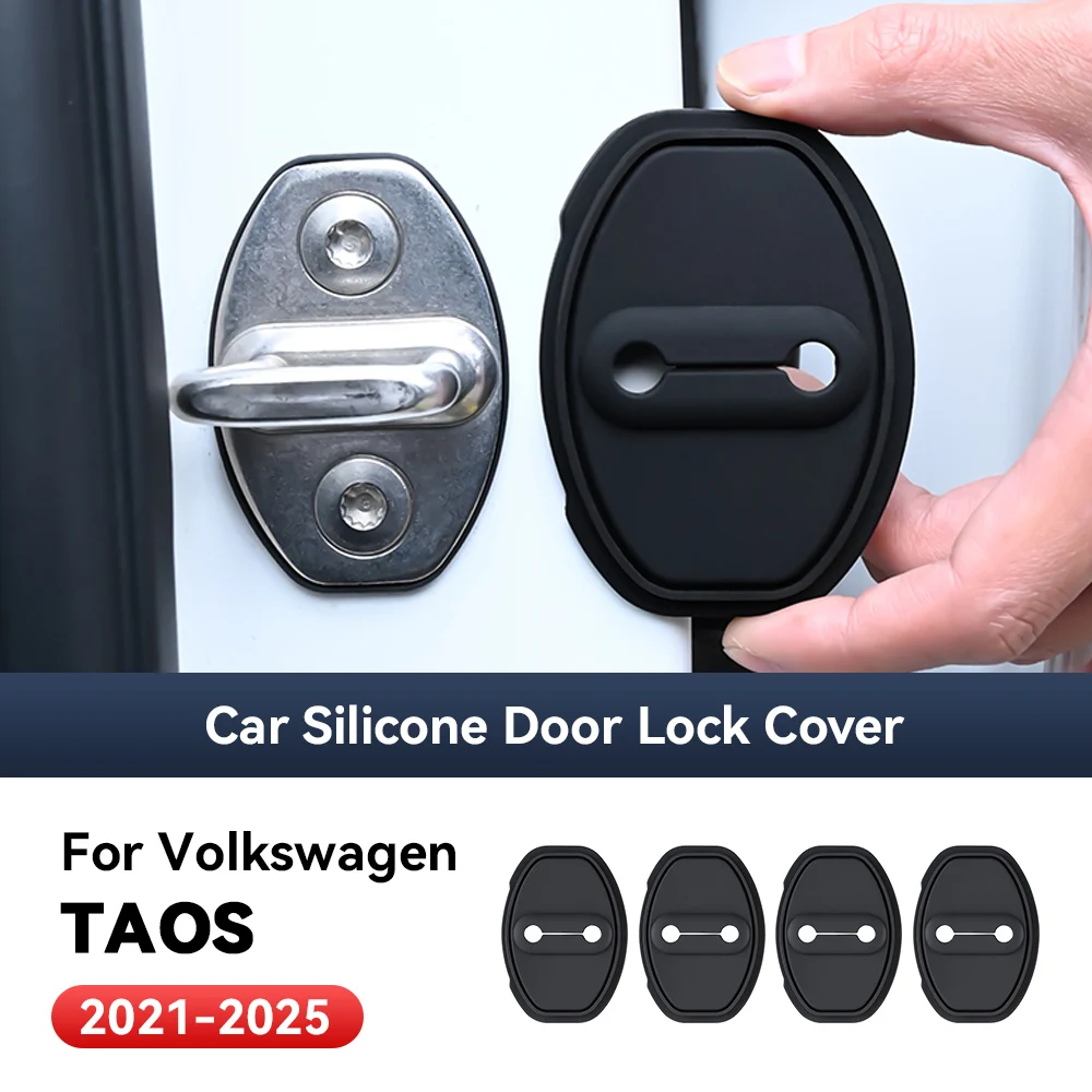 

4pcs Car Decorat Accessories Silicone Protecte Auto Door Lock Latch Shock Absorber Cover For Volkswagen Taos 2021-2025