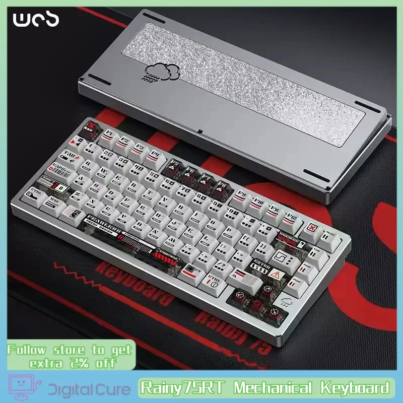 

WOB Rainy75RT Механическая клавиатура для киберспорта с магнитной осью, алюминиевый сплав с ЧПУ, ось TTC, 81-клавишная игровая клавиатура, специальный VALORANT