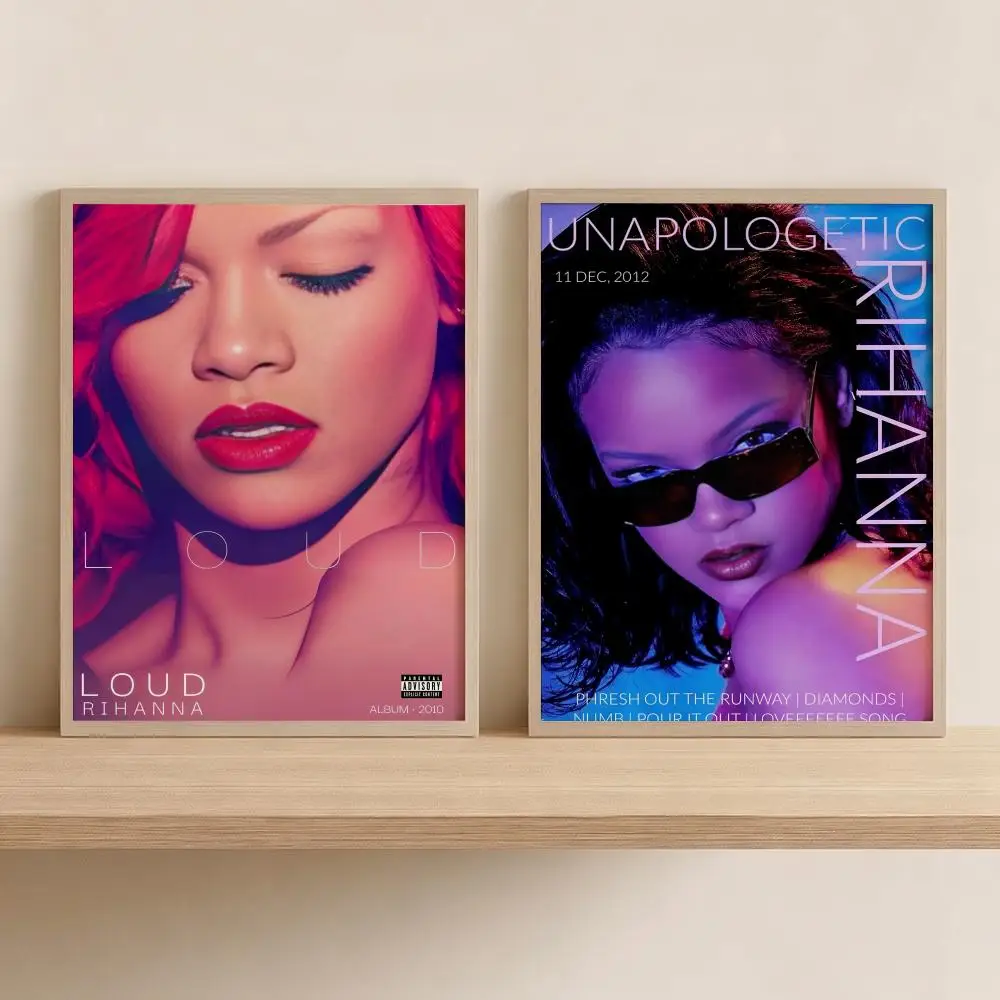 R-Rihanna Singer Painting Calligraphy Modern Canvas Wall Art for Bedroom & Living Room | Home Decor Gift
