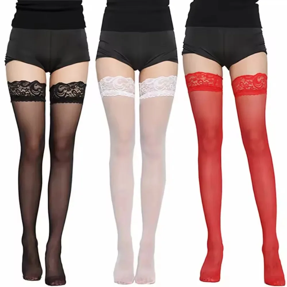 Women Sexy Lace Summer Pantyhose, Breathable JK Girl Tights Fashion Versatile Stockings Black White Red