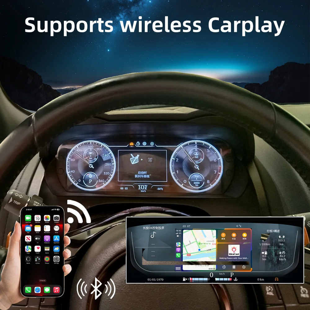 Digital Instrument Cluster For Jaguar F-TYPE 2013-2020 Speedometer,Dashboard,12.3 Inch Full LCD CarPlay