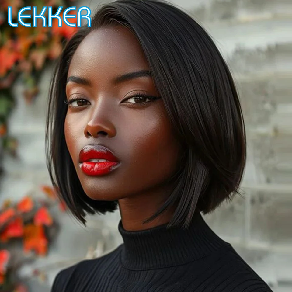 

Lekker Glueless Short Pixie Straight Bob Side Part Lace 100% Human Hair Wigs For Women Brazilian Remy Hair Colored Daily Wigs