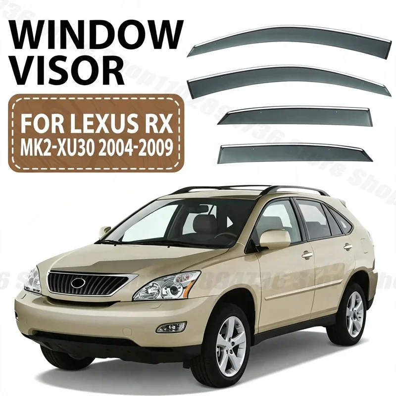Window Visors For Lexus RX MK2-XU30 2004-2009 Side Window Rain Guard Wind Deflector Weathershield Vent Visor for Car Windows