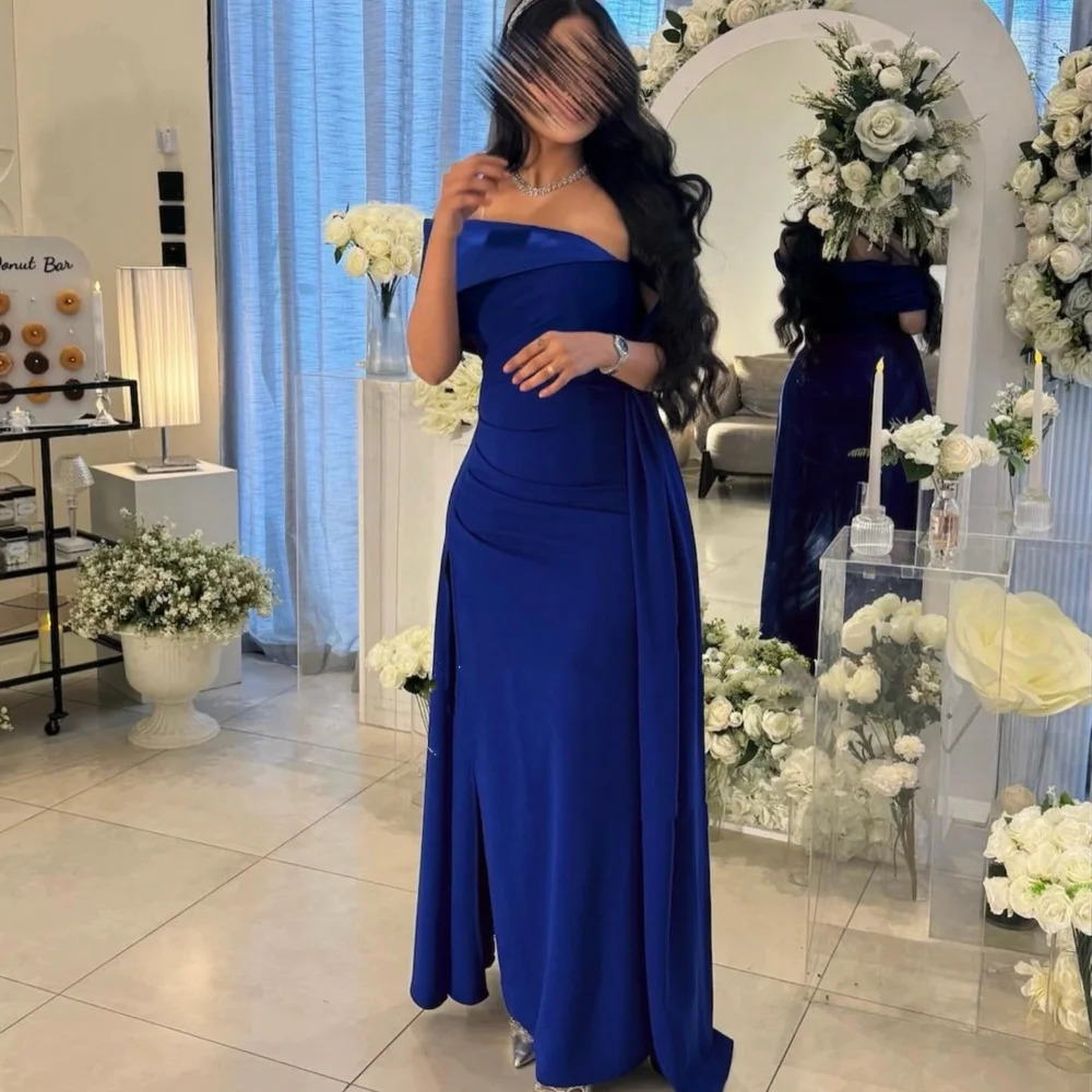 Evening  Ball  Saudi Arabia  Satin Draped Clubbing A-line One-shoulder Bespoke Occasion Gown Long es 