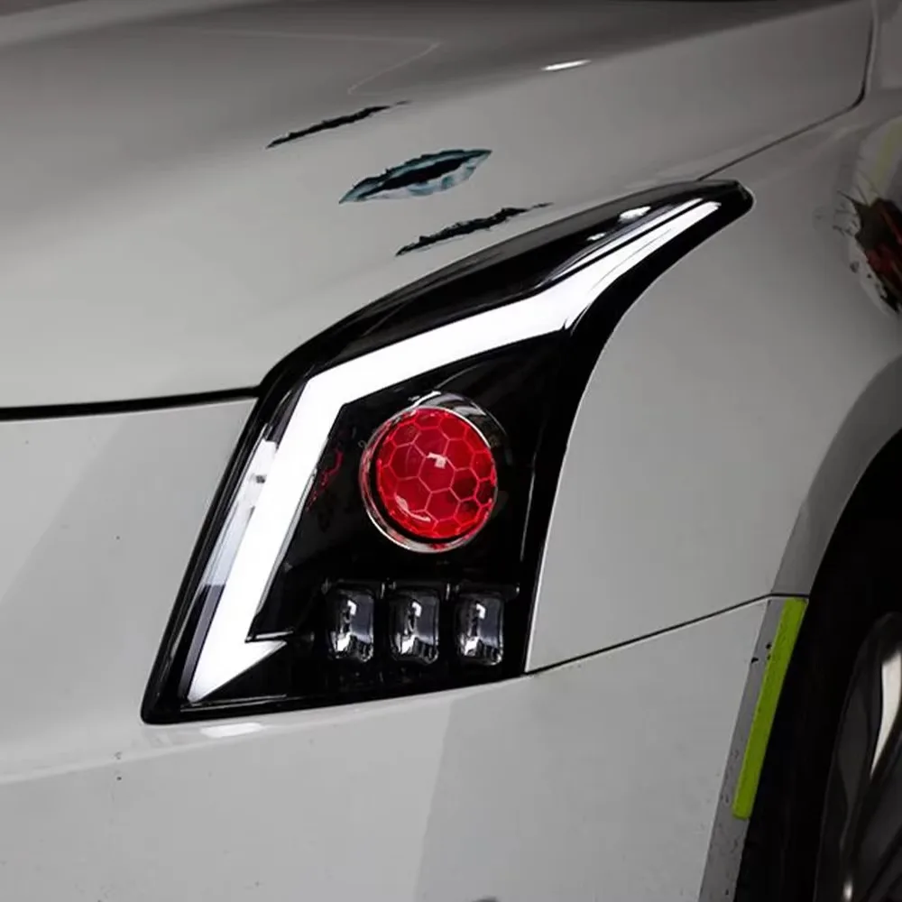 For Cadillac 2014-2018 ATS Auto LED Headlight Assembly Upgrade Demon Eyes Football Style Projector Lens Plug and Play Accessorie
