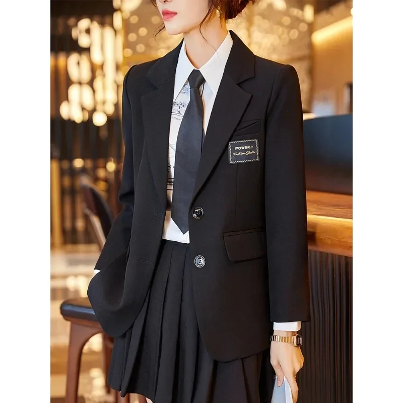 Fashion wanita jaket Blazer wanita hijau coklat hitam wanita lengan panjang Single Breasted mantel lurus