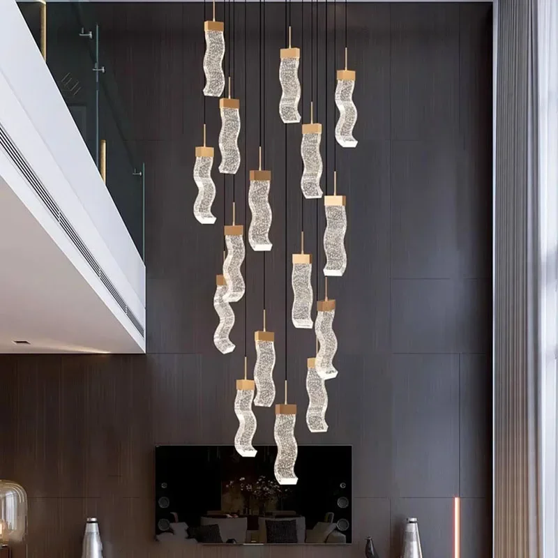 

Modern home decoration crystal chandelier, stair Pendant lamp, living room Pendant lights, interior lighting