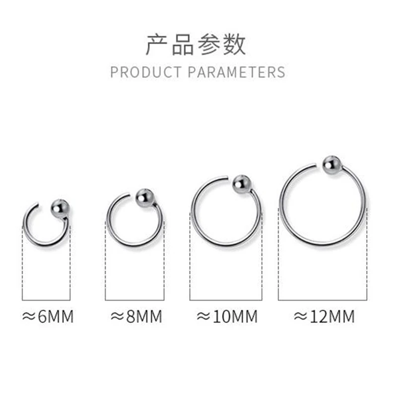 WANTME 925 Sterling Silver Fashion Minimalist Ear Bone Piercing Jewelry Accessories Chic Simple Stud Earrings for Women Ear Hook