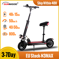 800W Powerful Electric Scooter 48V 15Ah Max Speed 50km/h 50km Range 10'' Tires Dual Shock Absorbing Folding EScooter for Adults