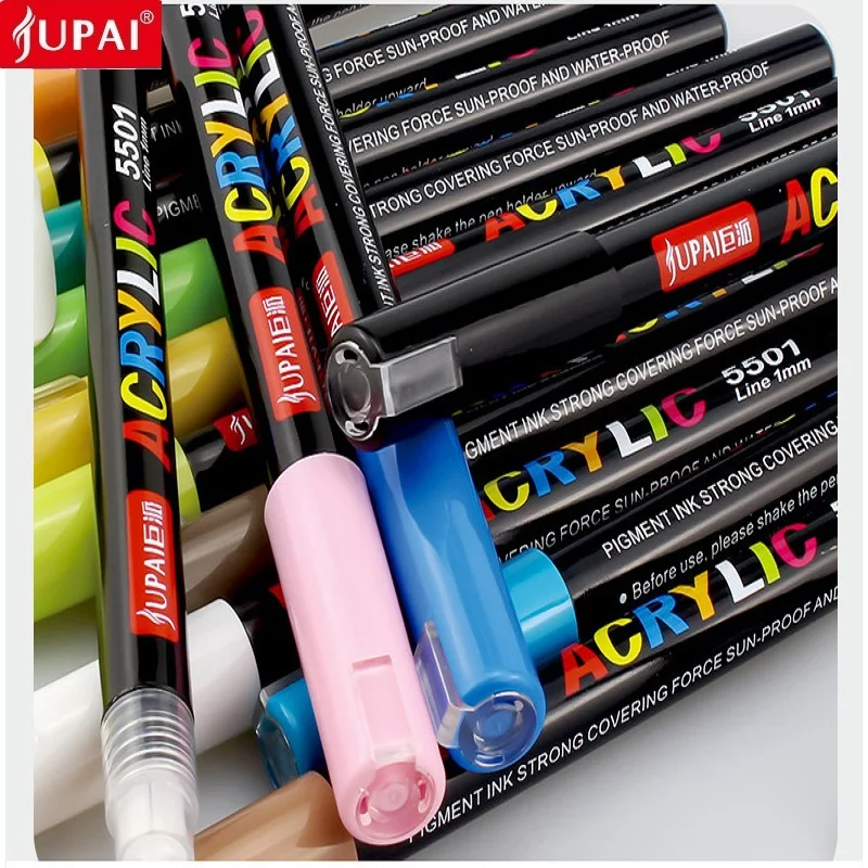 Jupai 1ชิ้นอะคริลิคปากกามาร์คเกอร์ plumones 24สีเครื่องเขียนผ้าแก้วเซรามิกกราฟฟิตีกันน้ำ