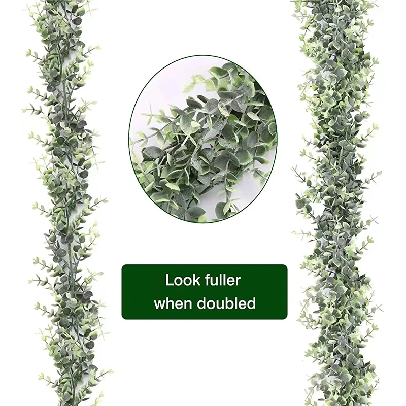 5.7 Feet/pcs DearHouse Faux Eucalyptus Garland Plant, 1 Pack Artificial Vines Hanging Eucalyptus Leaves Greenery Garland for Wed