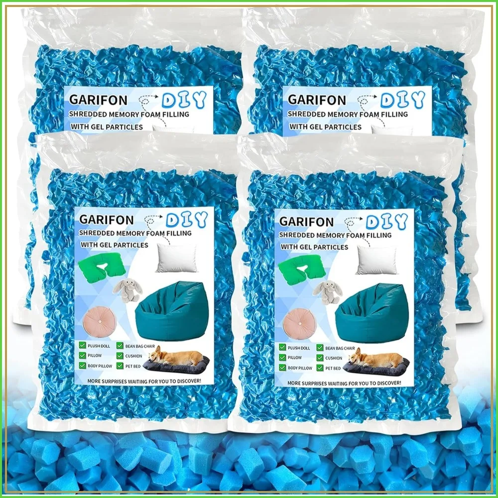 20lbs Bean Bag Filler, Shredded Memory Foam with Gel, Pillow & Pouf Refill, Cushion Stuffing