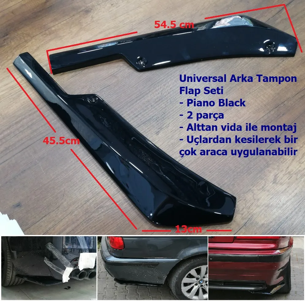 Universal Arka Tampon Flap Seti, Arka Tampon Başlığı, Piano Black