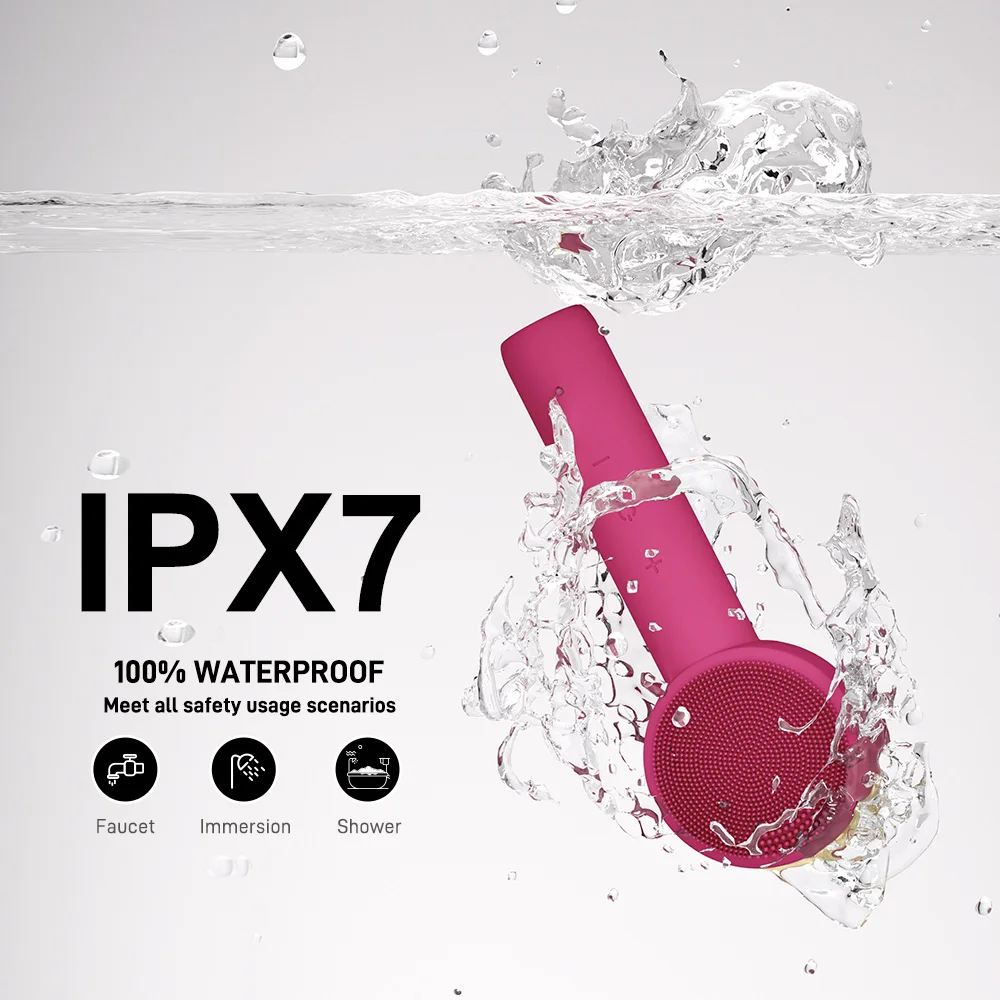 Spazzola per la pulizia del viso elettrica in silicone morbido a doppio lato Spazzola per il viso vibrante sonica a 5 livelli per la pulizia profonda esfoliante