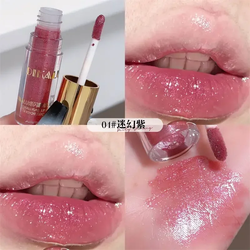 Dikalu Diamant in den Trümmern Lippenstift Lack Spiegel Flash Lip Tau dünn glitzernden Lip gloss transparent Lip gloss Wasser Licht