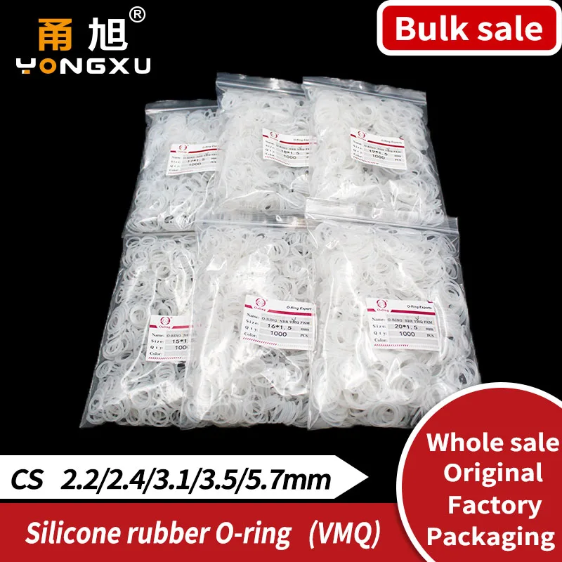 O-ring bulk discount free shipping thickness 2.2/2.4/3.1/3.5/5.7mm CS silicone white sealing temperature resistant gasket rubber