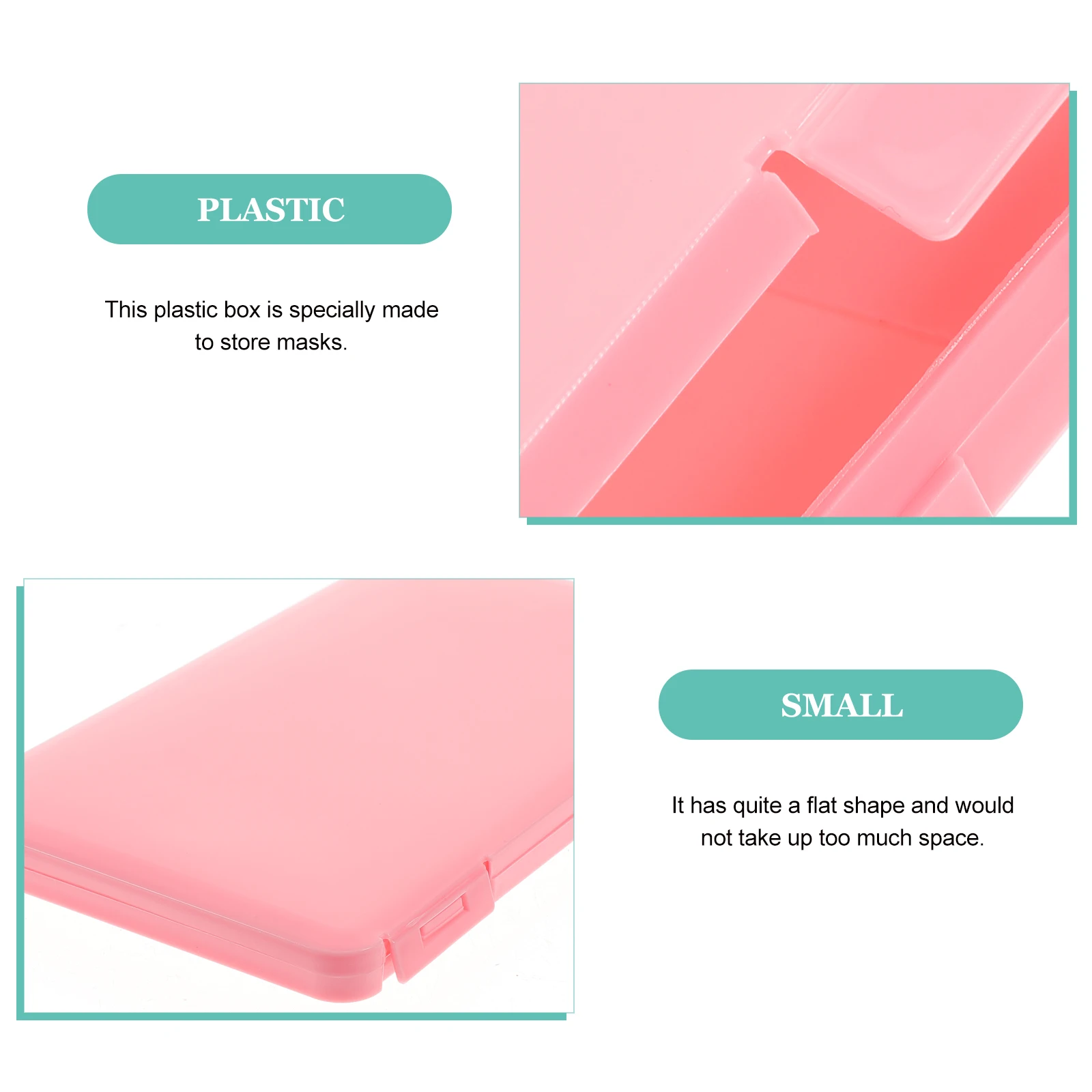 1 قطعة صندوق تخزين القناع حاوية بلاستيكية مسطحة لتنظيم غطاء الوجه حافظة محمولة ناعمة وسهلة التنظيف (وردي) صندوق تخزين لـ #2