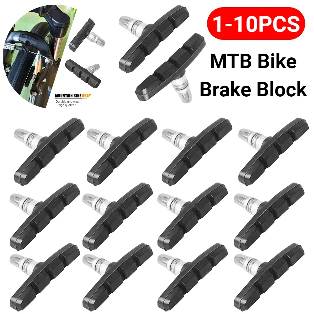 1-10PCS MTB Mountain Bike Brake Blocks Set Rubber Bicycle V-brake Shoes Pads Road Riding Cycling Accessories