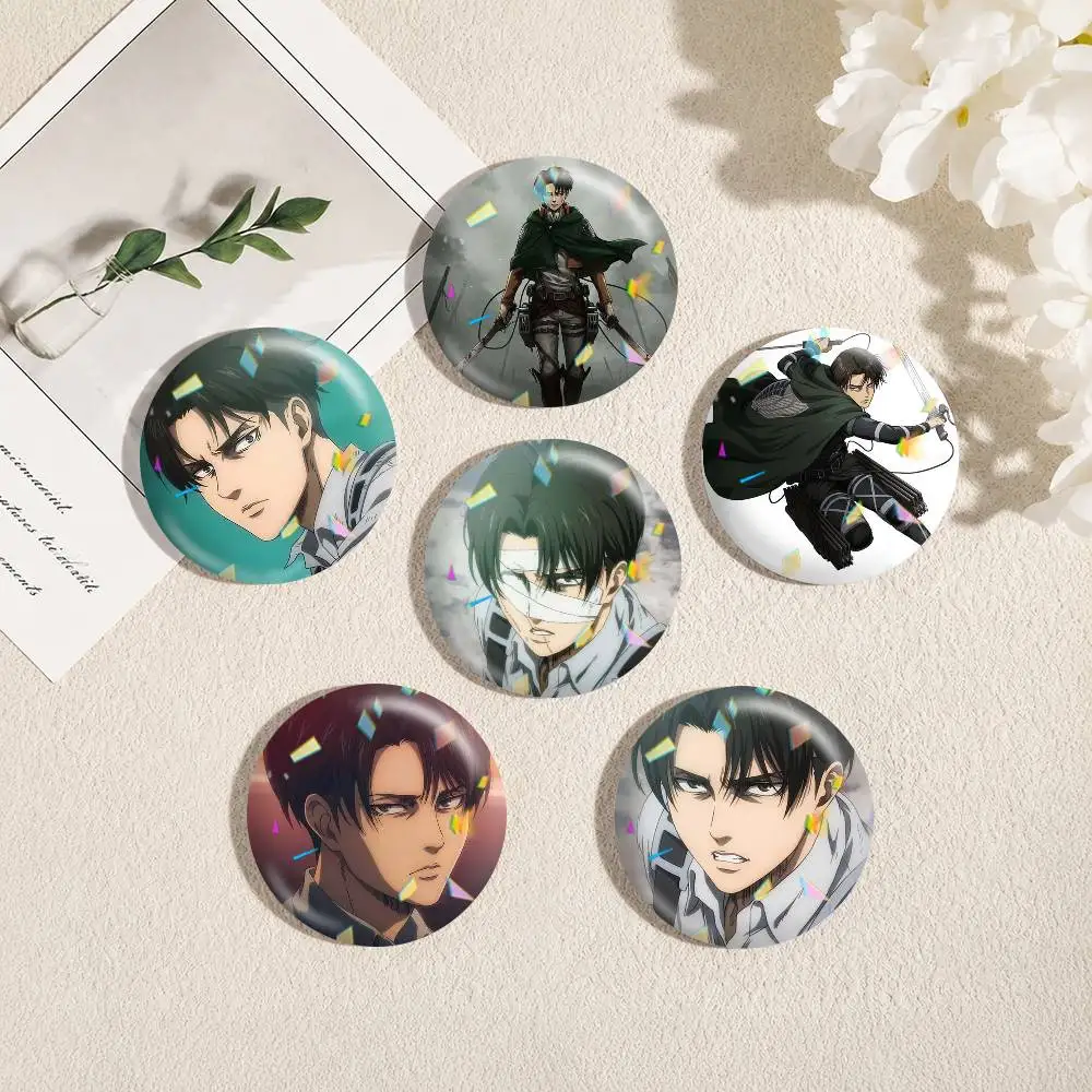 A-Attack on Titan Levi Ackerman 25 32 44 58 75mm Badges Personalized Round Brooches Pins Accessory Gift