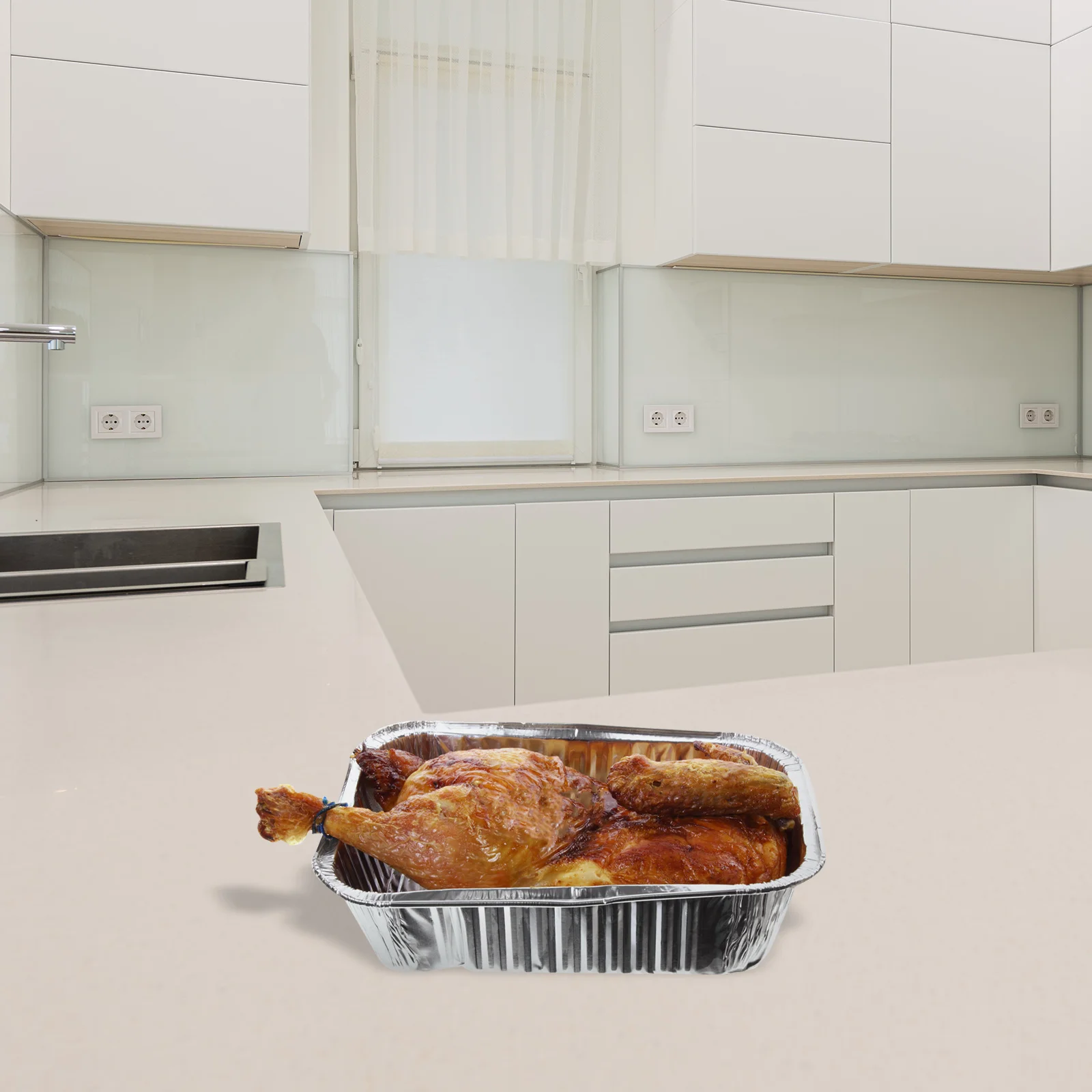 

Reusable BBQ Tin Foil Boxes High Temp Resistant Containers for Oven Air Fryer Home Camping Parties Picnic Multi Function Food