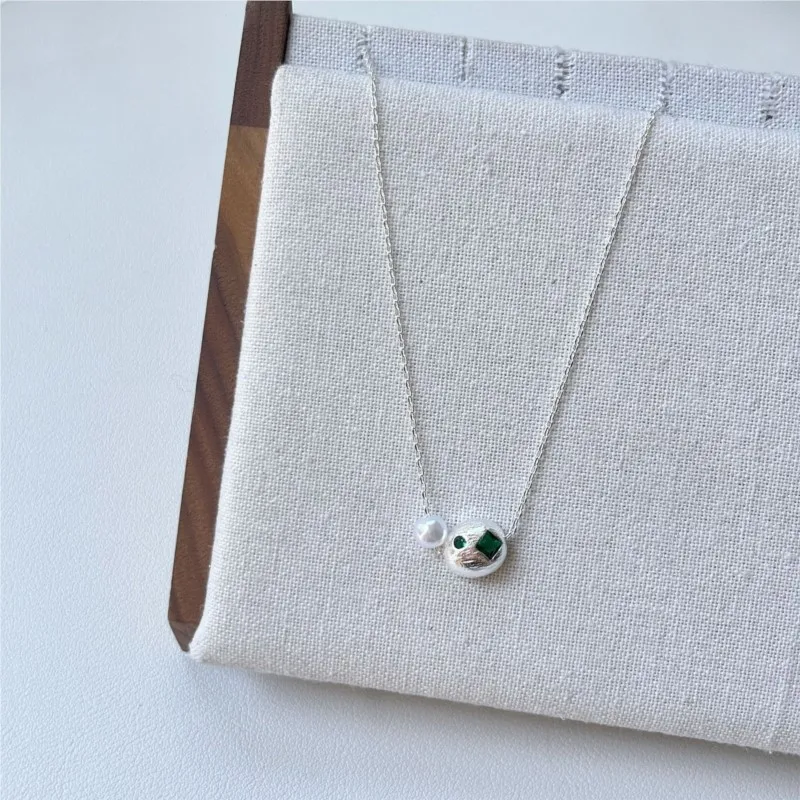 PANJBJ 925 en argent Sterling géométrie Zircon collier pour femmes perle minimalisme minimaliste Ellipse bijoux cadeau livraison directe