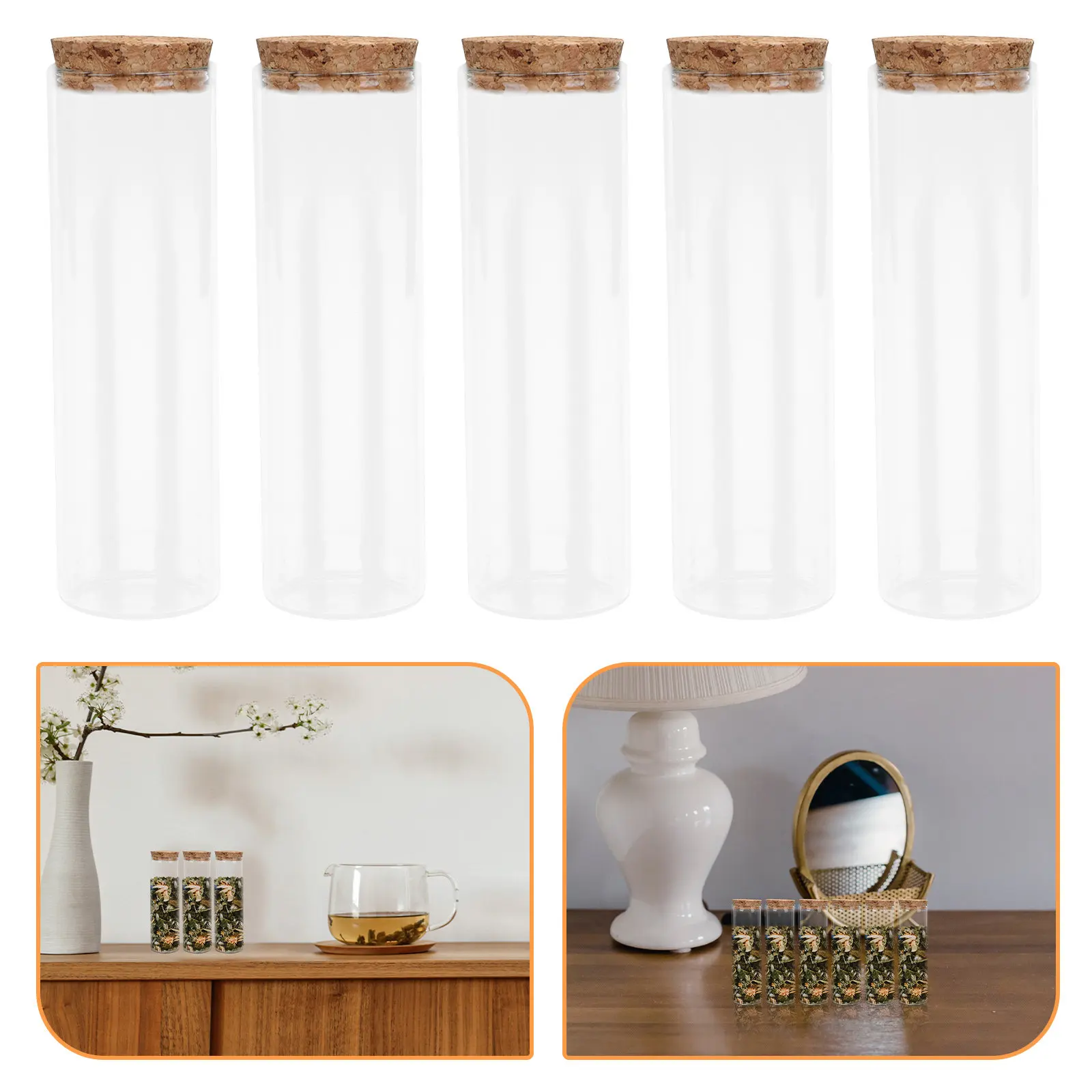 40Pcs Clear Glass Tubes with Cork High Borosilicate Flat Bottom Small Bottles for Crafts Message Bottles Party Favors Potion