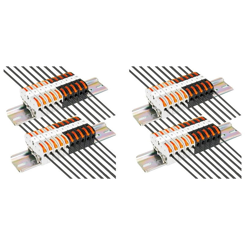 

2X DIN Rail Terminal Blocks Kit with Universal Compact Connectors Connection Bar Marker Strip Screws 28-12 AWG