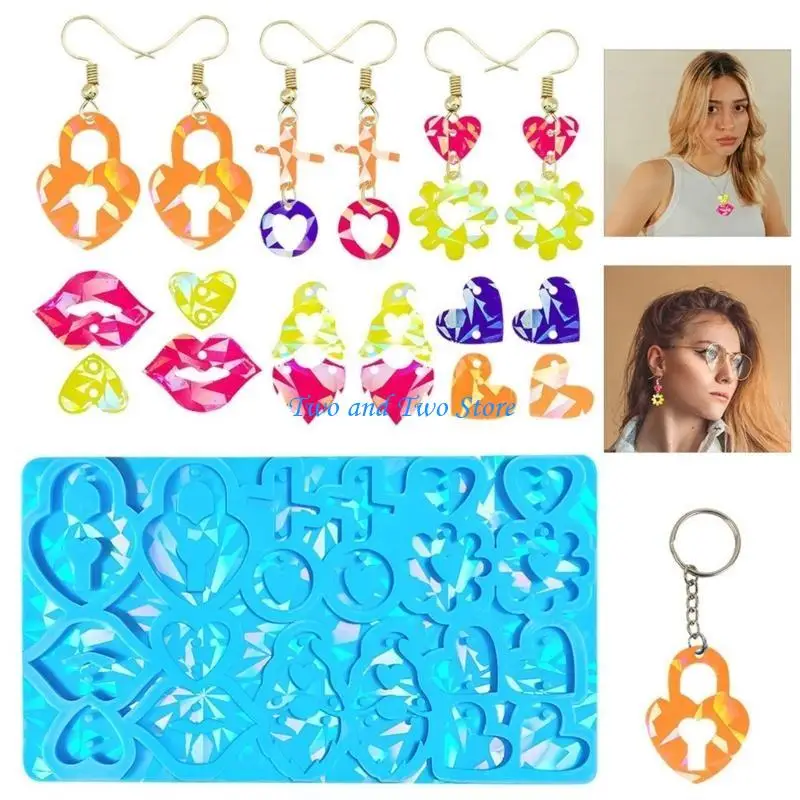 HX6F Silicone Molds Epoxy Resin Mold DIY Keychain Mold Handmade Jewelry