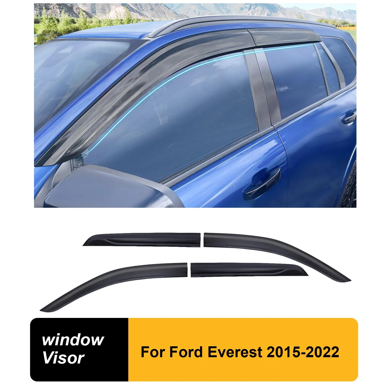 

4PCS /Set Sun Rain Guard Window Visor For Ford Everest 2015-2022 Doub Cabin Weather Sheild Wind Deflector